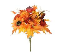 JunZheHub Bouquet Autunnale Artificiale con Foglie D'acero E Zucca. Composizione Floreale Artificiale in PP per Un'atmosfera Calda. Ideale Come Centrota, Style a