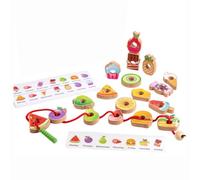 JunZheHub Children Beading Puzzle di Frutta Blocchi da Infilare Carte Educative Corda Resistente Materiale Faggio Adatto a Bambini per Gioco Educativo Apprendimento a Casa