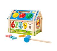 JunZheHub Cubo di Legno per L'ordinamento delle Forme, per Bambini dai 3 Ai 5 Anni, Centro attività, con maglio