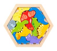 JunZheHub Gioco di Impilamento di Blocchi di Legno per Imparare Le Forme E La Classificazione, Educativo, Sviluppa Le capacità Motorie E Il Pensiero, Dinosauro