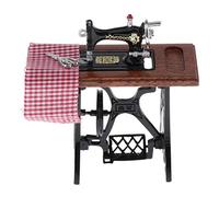 JunZheHub Macchina da Cucire in Metallo per Mobili di Casa delle Bambole in 1/12 con Accessorio Decorativo in Tessuto, Black + Brown