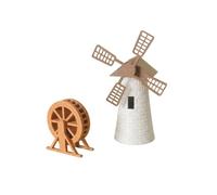 JunZheHub Miniatura Mulino Ornamento Tavolo Scenografia Paesaggio Plastica con Base Solida Adatto a Ufficio Studio, Marrone, Giallo Zenzero