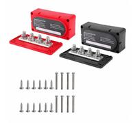JunZheHub Modulo Collettrice con Filettati 12 V Collettrice in Rame Nichelato con Custodia Modulare per Van Motore, Rosso Nero