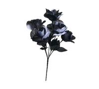 JunZheHub Rosa Nera Artificiale con Finitura Realistica, Fiore Decorativo, Bouquet Leggero, Centrotavola, Adatta per Matrimoni, Feste E Decorazioni per, in Bianco E Nero