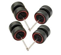 JunZheHub Set di 8 Pneumatici in 1/64 con Barra Tonda per Modellini di Auto Pressofuse E Camion Radiocomandati, Rosso