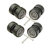 JunZheHub Set di 8 Pneumatici in 1/64 con Barra Tonda per Modellini di Auto Pressofuse E Camion Radiocomandati, Argento