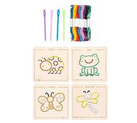 JunZheHub Set di Giocattoli in Legno per Bambini con Infilare Lacci E Forme di Animali, Ideale per Lo Sviluppo della Motricità Fine, Farfalla
