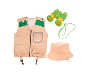 JunZheHub Set per Bambini con Gilet, Cappello E Binocolo per Avventure all'Aria Aperta, Giubbotto di Borsa Trasparente