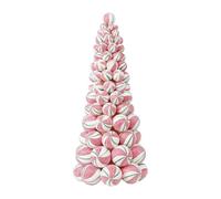 JunZheHub Statuetta a Forma di Albero di Natale Come Statua Decorativa con Pallina per L'albero E Decorazione Da Tavolo Artigianale Realizzata in Resistente, Rosa Bianco