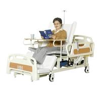 Juodkeo Letto di cura multifunzionale elettrico con telecomando retroilluminato e materasso traspirante, sponde di sicurezza per letto di terapia intensiva,Standard