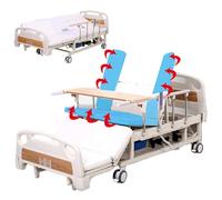 Juodkeo Letto ospedaliero completamente elettrico premium, inclinazione testa/piedi, include materasso, asta per flebo, tavolo da pranzo per l'assistenza domiciliare
