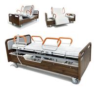 Juodkeo Letto ospedaliero elettrico premium per terapia intensiva, letti ospedalieri regolabili con funzione di rotazione, cuscino per assistenza infermieristica con ruote silenziose,Dark brown