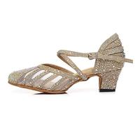 JUODVMP Scarpe da Ballo da Sala da Ballo a Punta Chiusa da Donna Scarpe da Ballo Latino Professionali Standard con Strass 4.5cm Tacco, Model YCL403,37EU