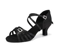 JUODVMP Scarpe da Ballo Latino Donna Americano Scarpe Tango Salsa da Ballo Tacco 5 Nero,39 EU