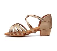 JUODVMP Scarpe Latino Americani Bambina Beige Scarpe da Ballo da Donna per la Pratica della Salsa Latina,27 EU