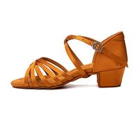 JUODVMP Scarpe Latino Americani Bambina Marrone Scarpe da Ballo da Donna per la Pratica della Salsa Latina, 38.5 EU
