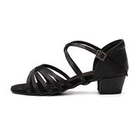 JUODVMP Scarpe Latino Americani Bambina Nero Scarpe da Ballo da Donna per la Pratica della Salsa Latina, 36 EU