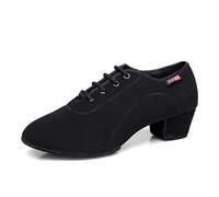 JUODVMP Uomo Sala da Ballo Danza Moderno Danza Scarpe Adulto Allacciatura Tacco Basso Casuale Scarpe Ragazzi Tacco Basso 3cm,32EU