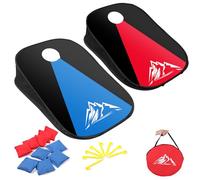 JUOIFIP 2-in-1 Set di lancio di Cornhole pieghevole, gioco di Cornhole portatile all'aperto con cornice in PVC, 10 sacchi di fagioli e borsa per il trasporto per bambini, cortile, prato