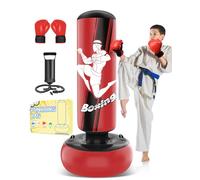 JUOIFIP Sacco da boxe bambini, set da boxe con guantoni da boxe e pompa 165 cm, grande sacco boxe gonfiabile, regalo per bambini e bambine dai 3 ai 12 anni per esercitarsi con il karate