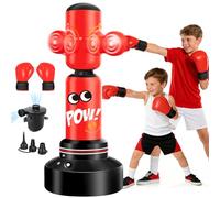 JUOIFIP Sacco da boxe bambini, set da boxe con pompa e corda per saltare 165 cm, grande sacco boxe gonfiabile, regalo per bambini e bambine dai 3 ai 12 anni per esercitarsi con il karate