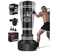 JUOIFIP Sacco da boxe per adulti e ragazzi, sacco boxe autoportante da 180cm con guanti e pompa ad aria elettrica, sacco da boxe gonfiabile per l'allenamento di karate thailandese e fitness