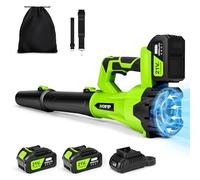 JUOIFIP Soffiatore elettrico a batteria, 21 V, 500 W, con 6 marce, regolabile, con batteria e caricatore, 40000 giri/min, senza fili, per giardino, foglie, polvere e neve