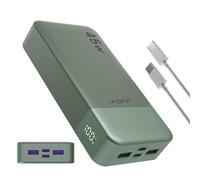 JUOVI Power Bank 20000mAh, 45W Caricatore Portatile Ricarica Rapida, PD QC 4.0 Batteria Esterna 4 Porte, con Display LED, caricabatterie portatile per MacBook, iPhone 15 14 13 Pro Samsung (Verde)