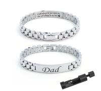 Juozyve Daddy Gifts - Braccialetto da uomo in acciaio inox, regolabile, regalo per la festa del papà, da parte della figlia, figlio, catena da polso da 10 mm, regalo per compleanno, Natale