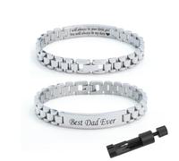Juozyve Daddy Gifts - Braccialetto da uomo in acciaio inox, regolabile, regalo per la festa del papà, da parte della figlia, figlio, catena da polso da 10 mm, regalo per compleanno, Natale