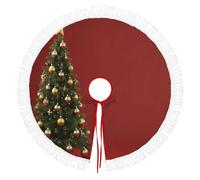Jupe De Sapin De Noël 122cm, Cache-Pied Rond Avec Boules Décoratives Dorées À Motif Sapin Noël,Rouge Foncé Couverture Décorative De Sapin Pour La Maison,Décoration Pour Salon Et Fête