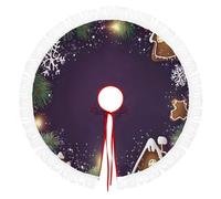 Jupe De Sapin De Noël 76cm, Cache-Pied Rond Avec Branches Pin Pain D'Épice Flocons Neige,Violet Foncé Couverture Décorative De Sapin Pour La Maison,Décoration Pour Salon Et Fête