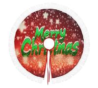 Jupe De Sapin De Noël 76cm, Cache-Pied Rond Avec Éléments Flocons Neige Avec Texte Vert Lumineux,Rouge Couverture Décorative De Sapin Pour La Maison,Décoration Pour Salon Et Fête