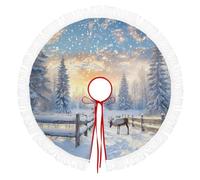 Jupe De Sapin De Noël 76cm, Cache-Pied Rond Avec Motifs Clôtures En Bois Cèdre,Jaune Clair Couverture Décorative De Sapin Pour La Maison,Décoration Pour Salon Et Fête