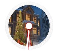 Jupe De Sapin De Noël 90cm, Cache-Pied Rond Avec Boîte Cadeau Motif Grand Sapin Noël,Vert Couverture Décorative De Sapin Pour La Maison,Décoration Pour Salon Et Fête