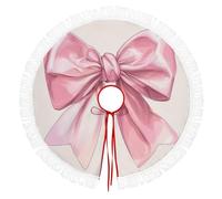 Jupe De Sapin De Noël 90cm, Cache-Pied Rond Avec Illustration Du Nœud Rose,Rose Clair Couverture Décorative De Sapin Pour La Maison,Décoration Pour Salon Et Fête
