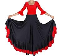 Jupe Flamenco de Danse Flamenca Gitane andalouse Noir/Rouge Adulte, Nero - Rosso, m