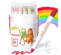 JUPITEARTH 24 pastelli colorati per bambini da 1 a 3 anni e bambini di 4-8 anni, non tossici, lavabili, 2-4, forniture artistiche ultra setose e facili da impugnare per ragazzi e