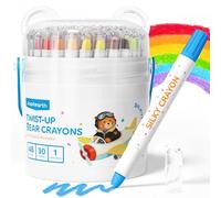 JUPITEARTH Pastelli Twist per bambini, pastelli setosi, lavabili, 48 colori | Pastelli per bambini, non tossici, per bambini dai 4 agli 8 anni, forniture artistiche lisce e facili da impugnare