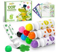 JUPITEARTH Pennarelli a pois in 8 colori per bambini, include 120 fogli PDF e 12 fogli stampati, 2 stencil, lavabili, atossici, per arti e mestieri dei bambini, regalo per forniture artistiche