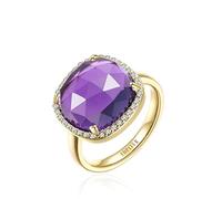 Jupiter Anello da donna con pietra preziosa - anello da donna con pietra preziosa, 12 mm, gioielli per San Valentino, festa della mamma, compleanno, 10, Gemma, Ametista sintetica