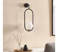 Jupiter Applique Samba, vetro opalino/nero 1 luce Jupiter