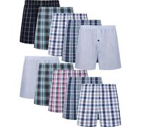 JupiterSecret Boxer Uomo Cotone Mutande Uomo a Quadri Classici Boxer Tessuto Boxer Americani Uomo Larghi 10 Pezzi con Bottone, L