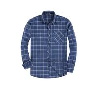 JupiterSecret Camicia in flanella da uomo, a maniche lunghe, a quadretti, vestibilità normale, con colletto a bottone, tasca sul petto, Blu, L