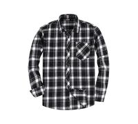 JupiterSecret Camicia in flanella da uomo, a maniche lunghe, a quadretti, vestibilità normale, con colletto a bottone, tasca sul petto, S