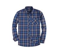 JupiterSecret Camicia in Flanella da Uomo, a Maniche Lunghe, Camicia a Quadri, Vestibilità Normale, con Collo Button Down e Tasca sul Petto, grigio blu, M