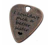 JUPPE Plettro e plettro per basso in metallo color bronzo con scritta "I Couldn't Pick A Better Sister", con custodia in pelle, regalo musicale per sorella (I Couldn't Pick A Better Sister)