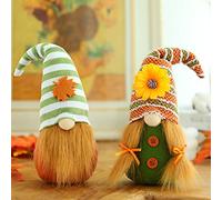 JUPSK Peluche Gonk gnomo ornamenti natalizi fatti a mano bambola svedese autunno foglia d'acero girasole Halloween Ringraziamento decorazione da tavolo set di 2