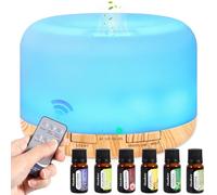 JUQG 500ML Diffusore di Oli Essenziali, Diffusore ad Ultrasuoni, 7Colori LED Umidificatore per Aromaterapia, Diffusore di Aromaterapia con Telecomando Adatto Soggiorno Camera da Letto Ufficio Yoga