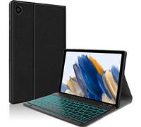 JUQITECH - Custodia per tastiera retroilluminata per Samsung Galaxy Tab A8 10.5 2022, con tastiera Bluetooth per Galaxy Tab A8 da 10,5" SM-X200/X205/X207, cover per tablet senza fili, colore: Nero
